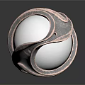 Modern Decorative Ornament Piece with Geometric Metallic Frame and White Sphere for Contemporary Interior Decoration
