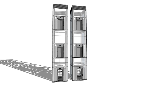 Modern Elevator Glass Sightseeing Elevator Combination 3d model