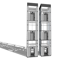 Modern Elevator Glass Sightseeing Elevator Combination 3d model