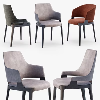 Modern Leisure Chairs With Soft Fabric Upholstery And Stylish Wooden Legs In Various Colors 3d model
