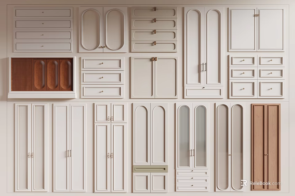 Various Kitchen Cabinet Doors And Drawer Panels With Different Designs And Styles 3d model