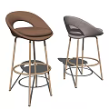 Modern Bar Stools With Curved Backrest Leather Fabric Upholstery And Metal Frame