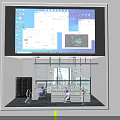 Integrated Monitor System With Large Display And Connected Control Screens