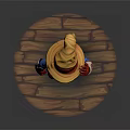 Game Movie Character With Yellow Large Hat Blue Coat Red Gloves Shoes And White Eyes