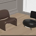 Modern Leather Sofa Stools In Brown And Black With Curved And Round Designs