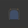 Casual Leisure Chair With Woven Backrest And Armrest Wooden Legs Blue Cushion