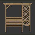 Wooden Garden Pergola Structure With Lattice Design Bench And Shelves