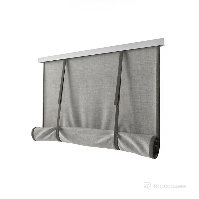 Modern Gray Fabric Roller Blinds For Window Home Decor And Light Control 3d model