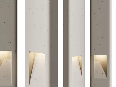 Modern Decorative Textured Concrete Columns With Geometric Light Cutouts And Warm Illumination 3d model