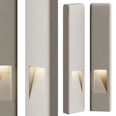 Modern Decorative Textured Concrete Columns With Geometric Light Cutouts And Warm Illumination 3d model