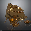 Shiny Golden Money Bag With Scattered Gold Coins Inside And Around