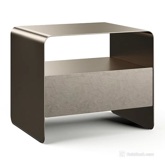 Modern Minimalist Side Table With Open Top Dark Brown Frame And Textured Gray Panel 3d model 