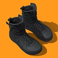 Stylish Modern Black High Top Boots With Structured Upper And Laces