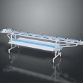 Industrial Conveyor Equipment With Long Blue Belt And Metal Support Legs