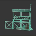 Industrial Metal Scene Structure With Multi tiered Platform Ladder And Storage Boxes