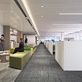 Modern Open Public Office Area Interior With Workstations Whiteboard And Green Plants