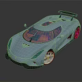 Blue Sports Car With Sleek Design Red Rims Rear Spoiler And Blue Windows