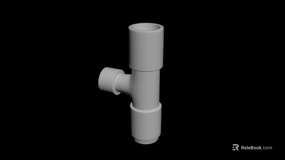 Durable White Plastic T Joint Plumbing Fitting For Pipe Connection System 3d model 