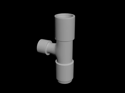 Durable White Plastic T Joint Plumbing Fitting For Pipe Connection System 3d model