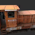 Rusty Old Orange Train Cab with Weathered Exterior and Abandoned Look 3d model