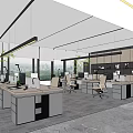Modern Public Office Area With Spacious Desks Ergonomic Chairs Large Windows And Green Plants