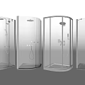 Modern Glass Shower Enclosures Featuring Various Designs And Multiple Shower Fixtures