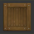 Wooden Cube Shaped Storage Box With Striped Planks And Metal Rivets