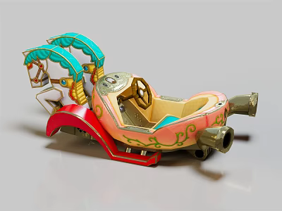 Colorful Carousel Amusement Ride Seat With Horse Figures And Vibrant Decorations 3d model