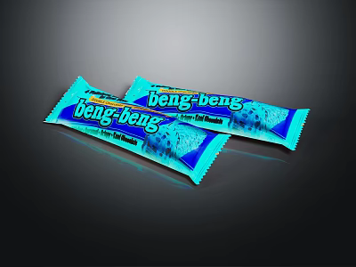 Beng Beng Blue Wrapped Chocolate Snack Bar With Smooth Packaging Design 3d model