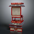 Traditional Chinese Red Pagoda With Multi Tiered Structure Decorative Roofs And Upper Plaque