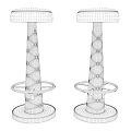 Modern Bar Stools Set of Two With Black Seats Metal Frames Hole Design Round Footrest