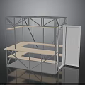 Modern Metal Frame Storage Shelving Unit With Light Wooden Shelves And White Door