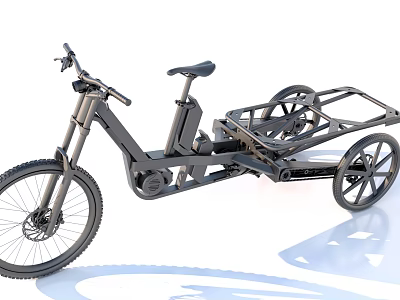 Sturdy Modern Cargo Bike With Attached Trailer And Metal Frame Design 3d model