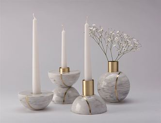 Light Luxury Candlestick Ornaments Combination 3d model