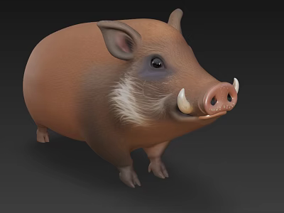 Realistic Reptile 3D Model With Brown Skin Tusks And Small Ears 3d model