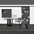Study office computer desk 3d model