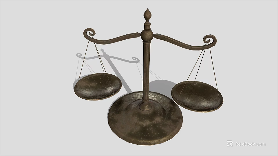 Traditional Metal Balance Scale Commercial Equipment with Sturdy Base for Weighing Measurement 3d model 
