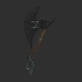 Fantasy Battle Axe Weapon With Leather Wrapped Handle And Skull Head Decoration