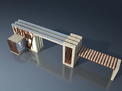 Modern Swing Door Design With Stone Frame And Wood Accents For Architecture 3d model