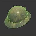 Old Rusted Safety Helmet With Worn Surface On Black Background And Reflection 3d model