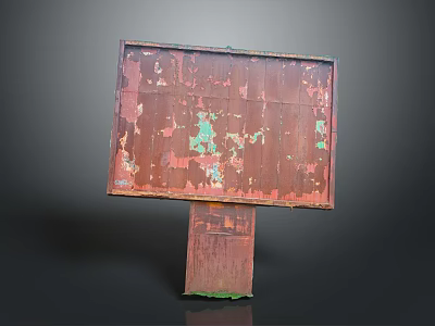Old Weathered Billboard With Peeling Paint And Rusty Surface Details 3d model