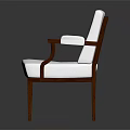 Modern Accent Chair With White Upholstery And Wooden Armrests Sleek Design