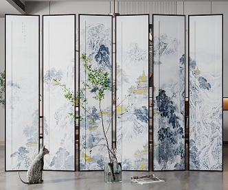 New Chinese Style Screen Partition 3d model