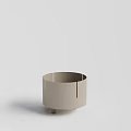 Light Gray Cylindrical Decorative Container With Short Legs And Vertical Slits 3d model