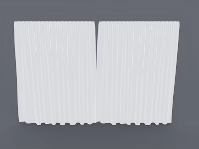 Pair Of White Pleated Curtains With Scalloped Edges For Interior Design 3d model