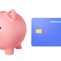 Modern credit card piggy bank piggy bank card cartoon piggy bank 3d model