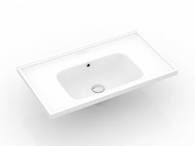 White Rectangular Ceramic Washbasin With Smooth Surface And Built In Design 3d model