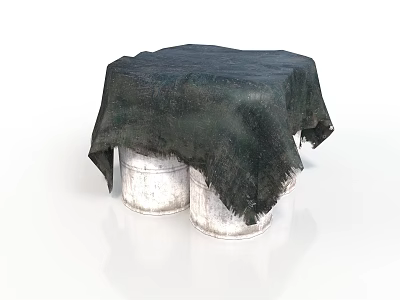 Practical Household Items With Two Silver Buckets Covered In Dark Cloth 3d model