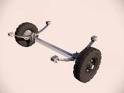 Heavy Duty Metal Trailer Chassis With Large Wheels And Axle Components 3d model