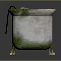 Old Moss Covered White Bathtub With Metal Legs And Soap Dish